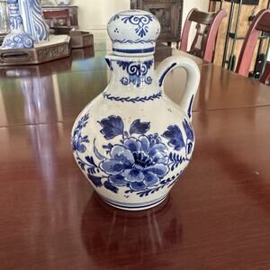 Delft Blue Jug Pottery Dutch Hand Painted 5”Height w/Stopper Vintage, 708
